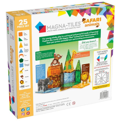 MAGT009 Magna-Tiles-磁力片積木玩具 - 野生動物套裝 ｜STEM 益智建構玩具(25塊)