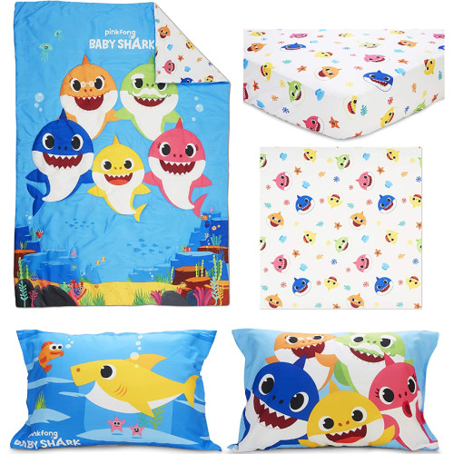 (美國兒童床專用) BBS#0020 Baby Shark Toddler Bedding Set 兒童床上用品4件套裝