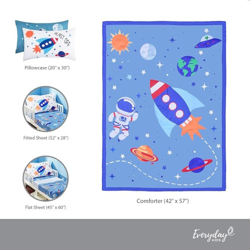 (美國兒童床專用) SR#0938/4piece-Space (Everyday Kids Space Bedding Set) 兒童床上用品